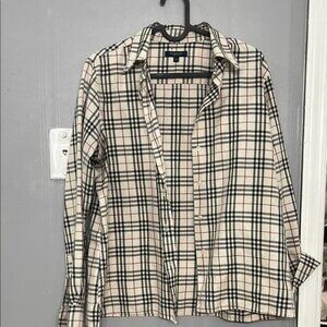 Plaid Burberry Button-Up Shirt